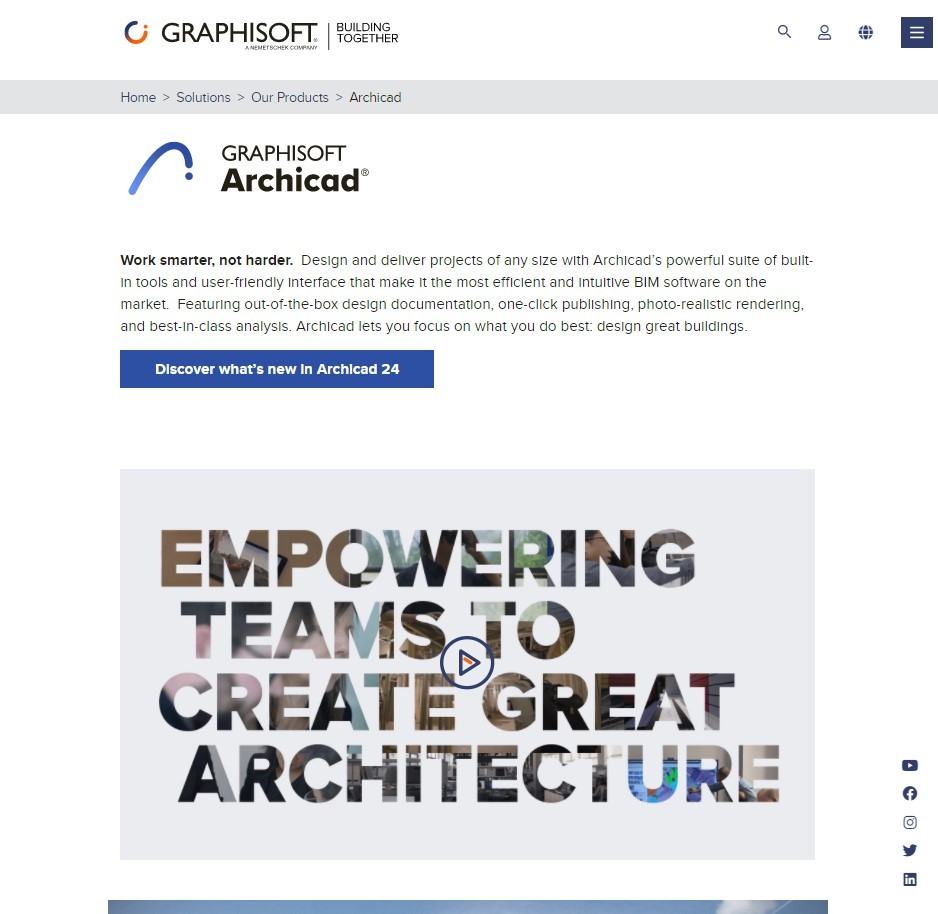 archicad page d'atterrissage