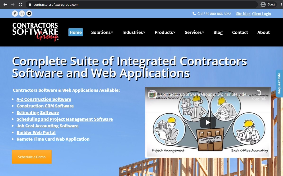 contractors software group products landing page