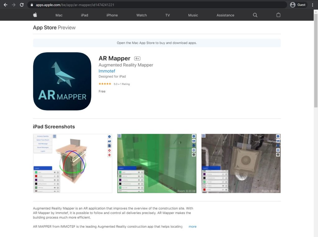 the appstore page of AR Mapper