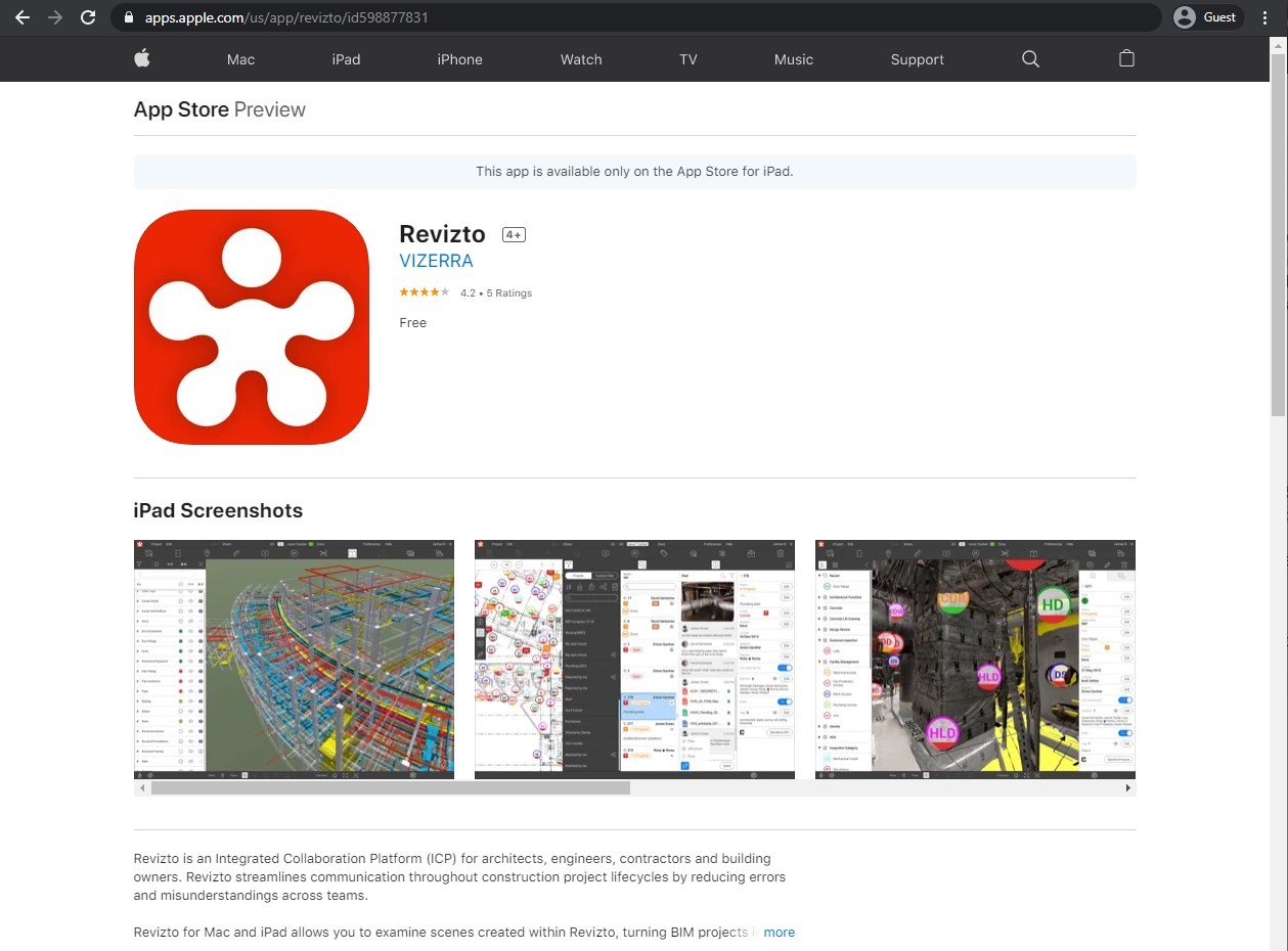 the appstore page of Revizto