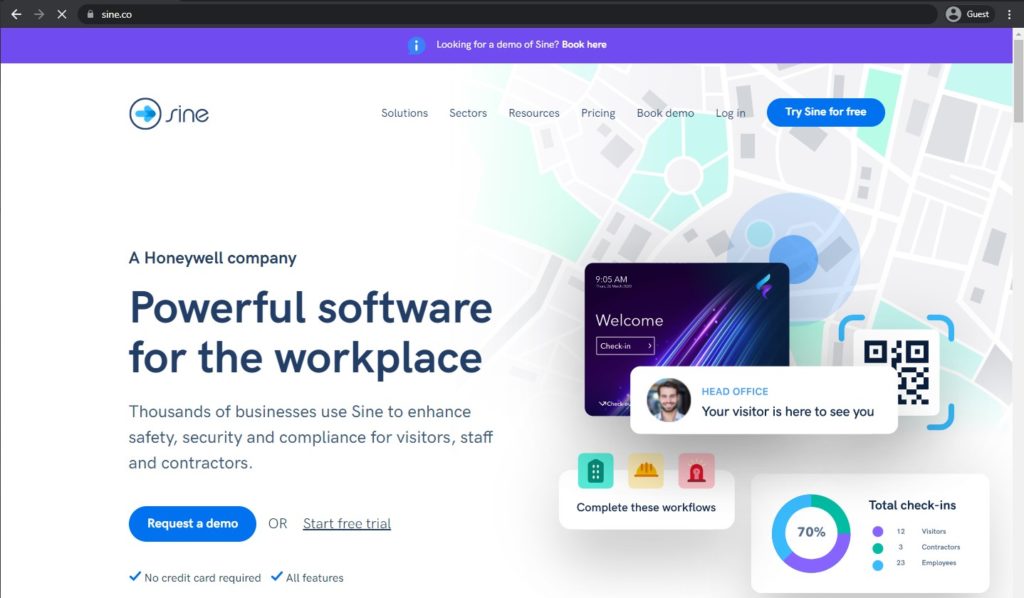 sine landing page