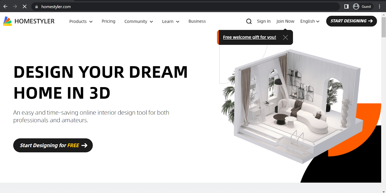 homestyler landing page