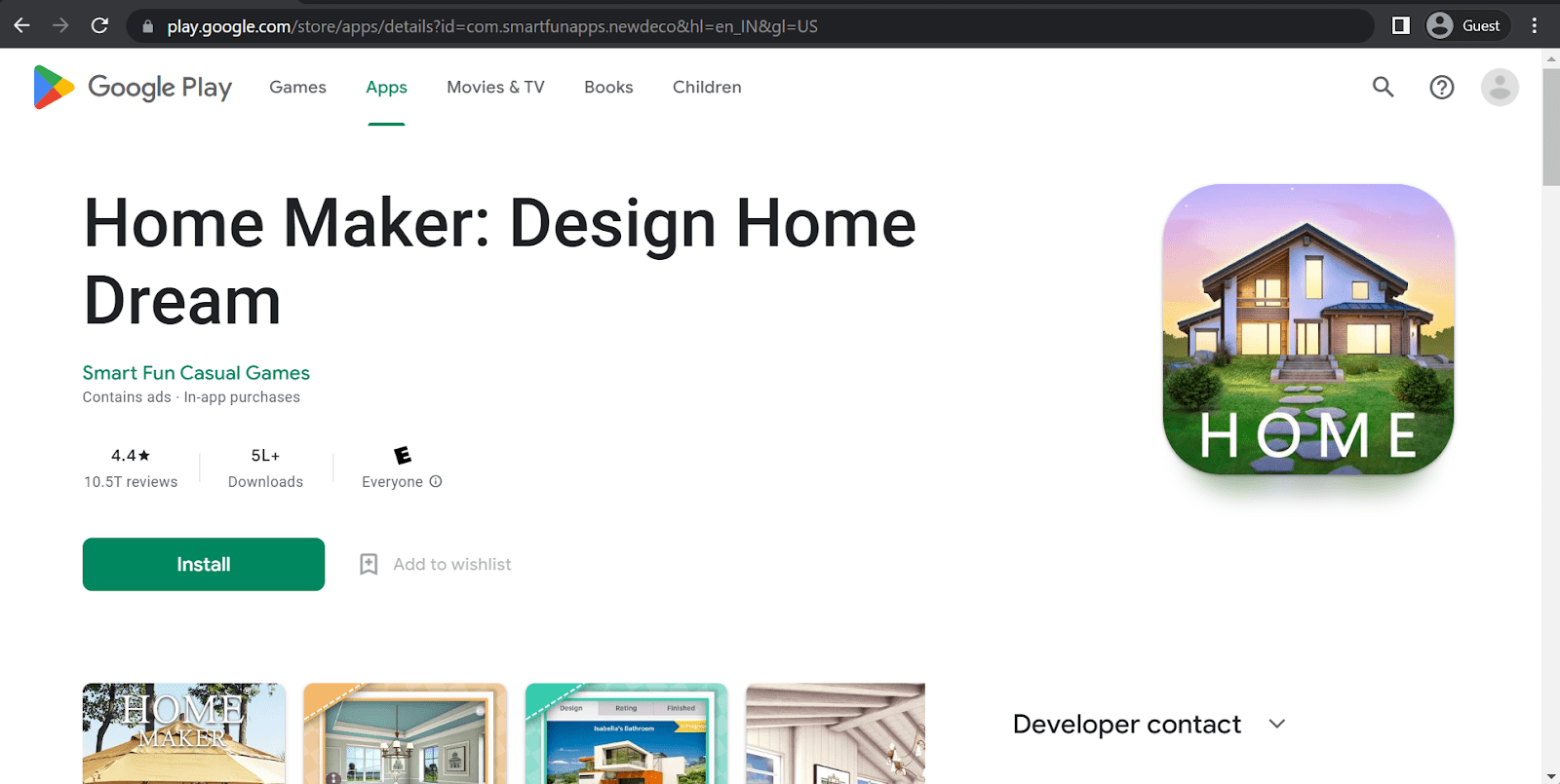 home maker google play store page