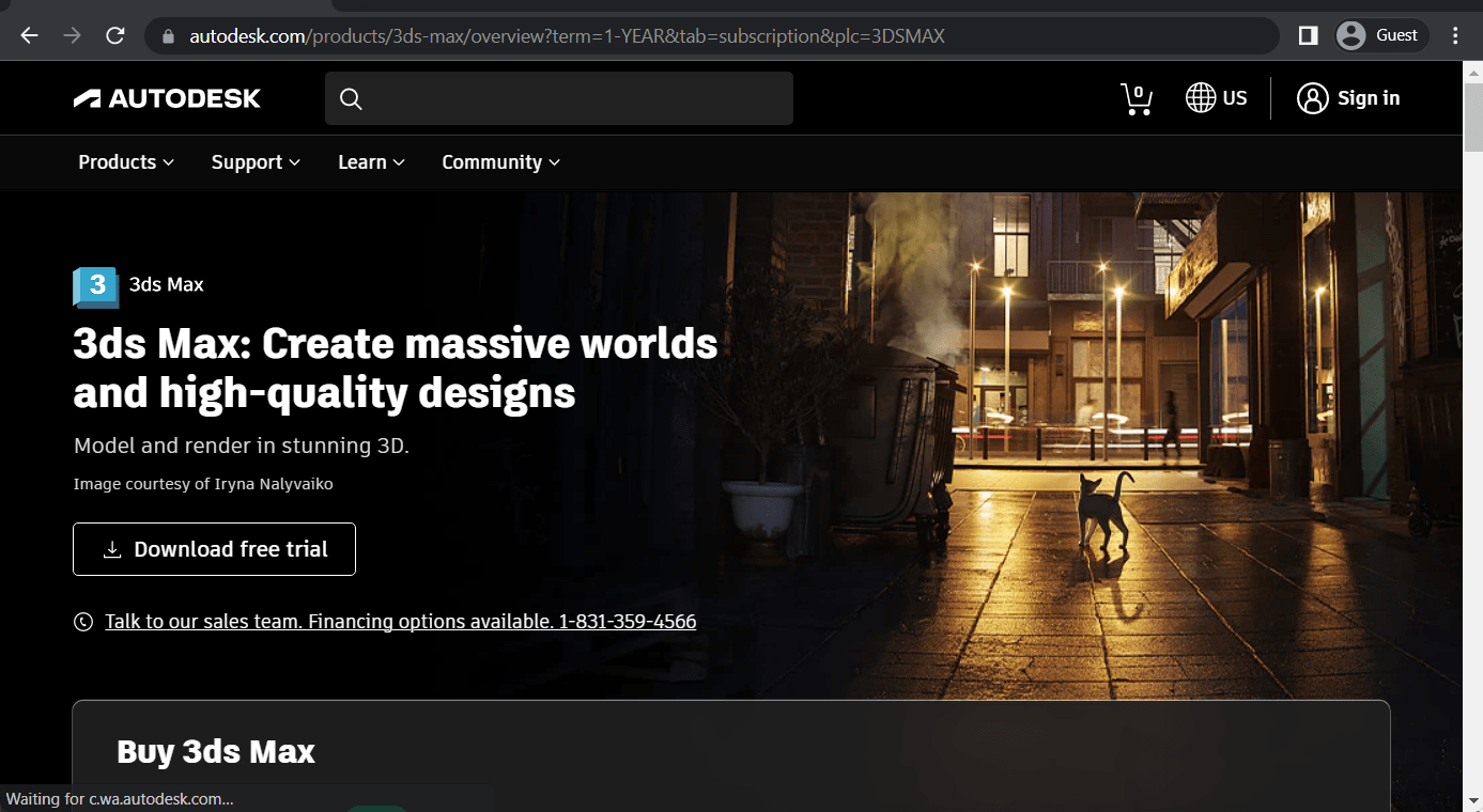 3ds max landing page