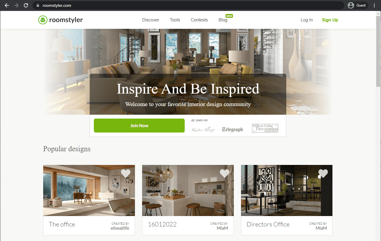 roomstyler landing page