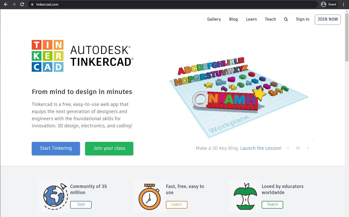 Tinkercad-Landingpage