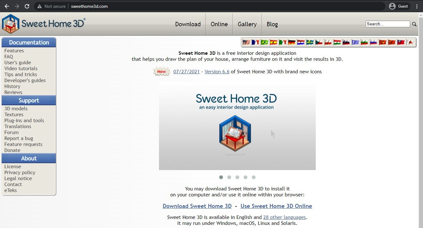sweet home 3d landing page