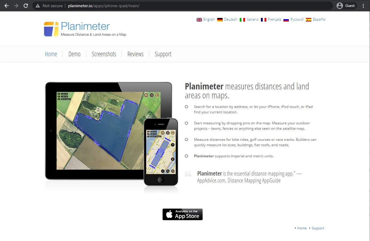 planimeter website landing page