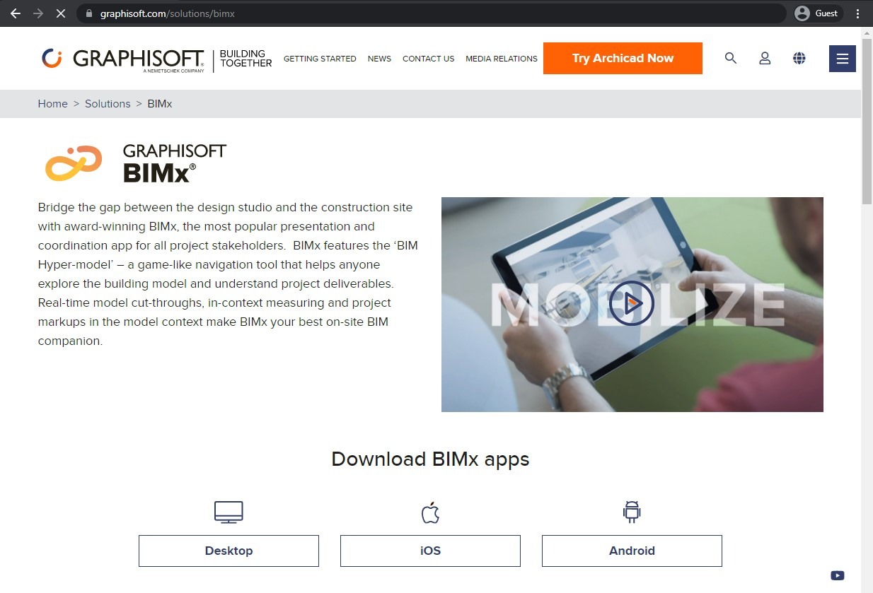 bimx website landing page