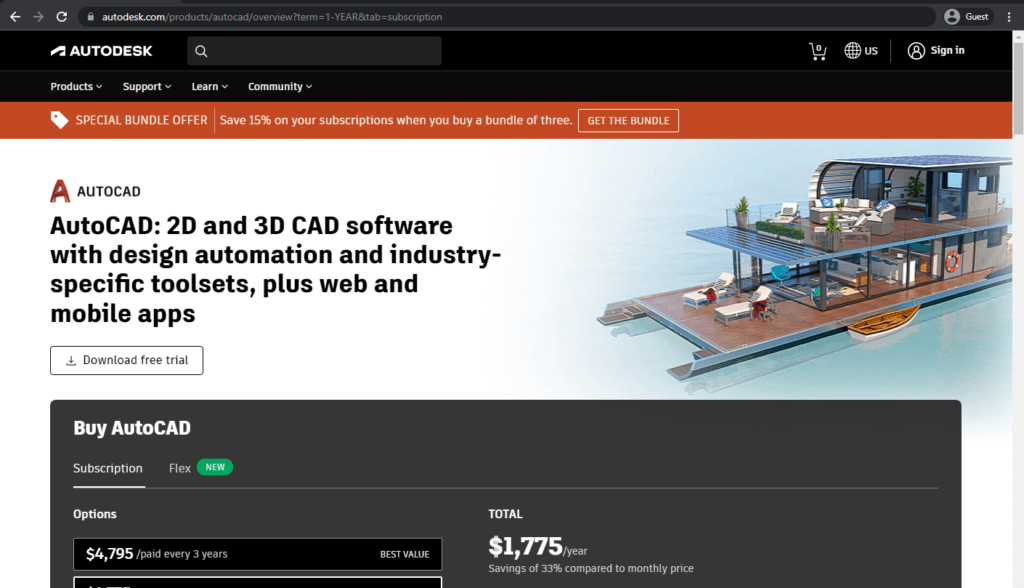 autocad landing page