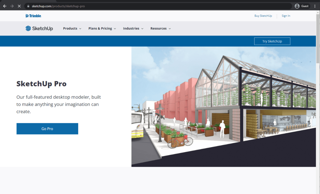 sketchup pro landing page