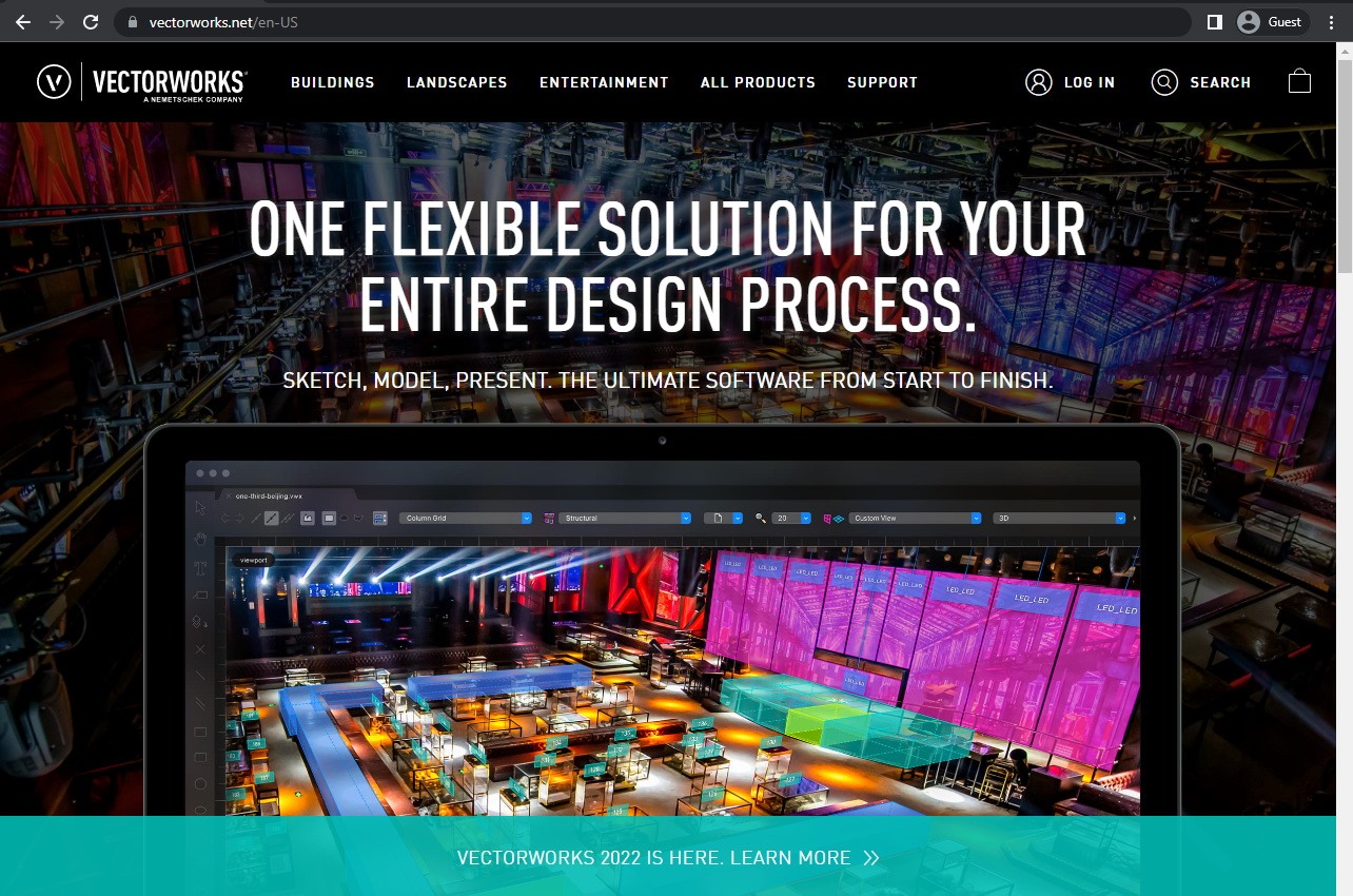 vectorworks architect landing page