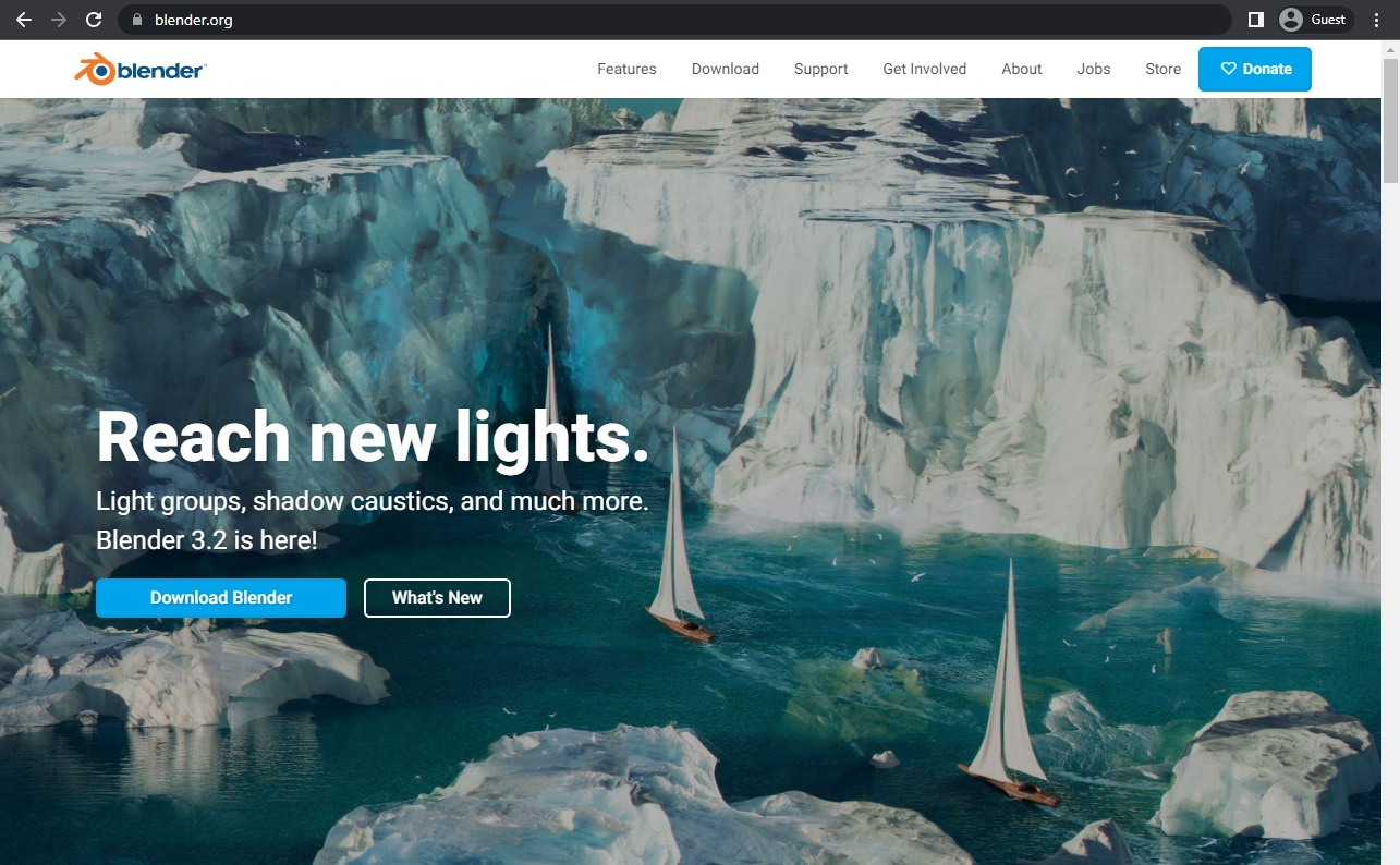 blender landing page