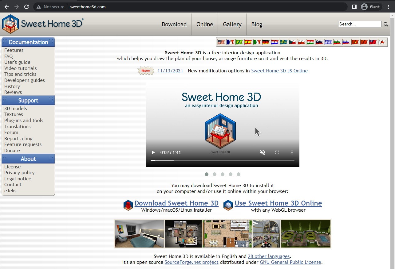 sweet home 3d landing page