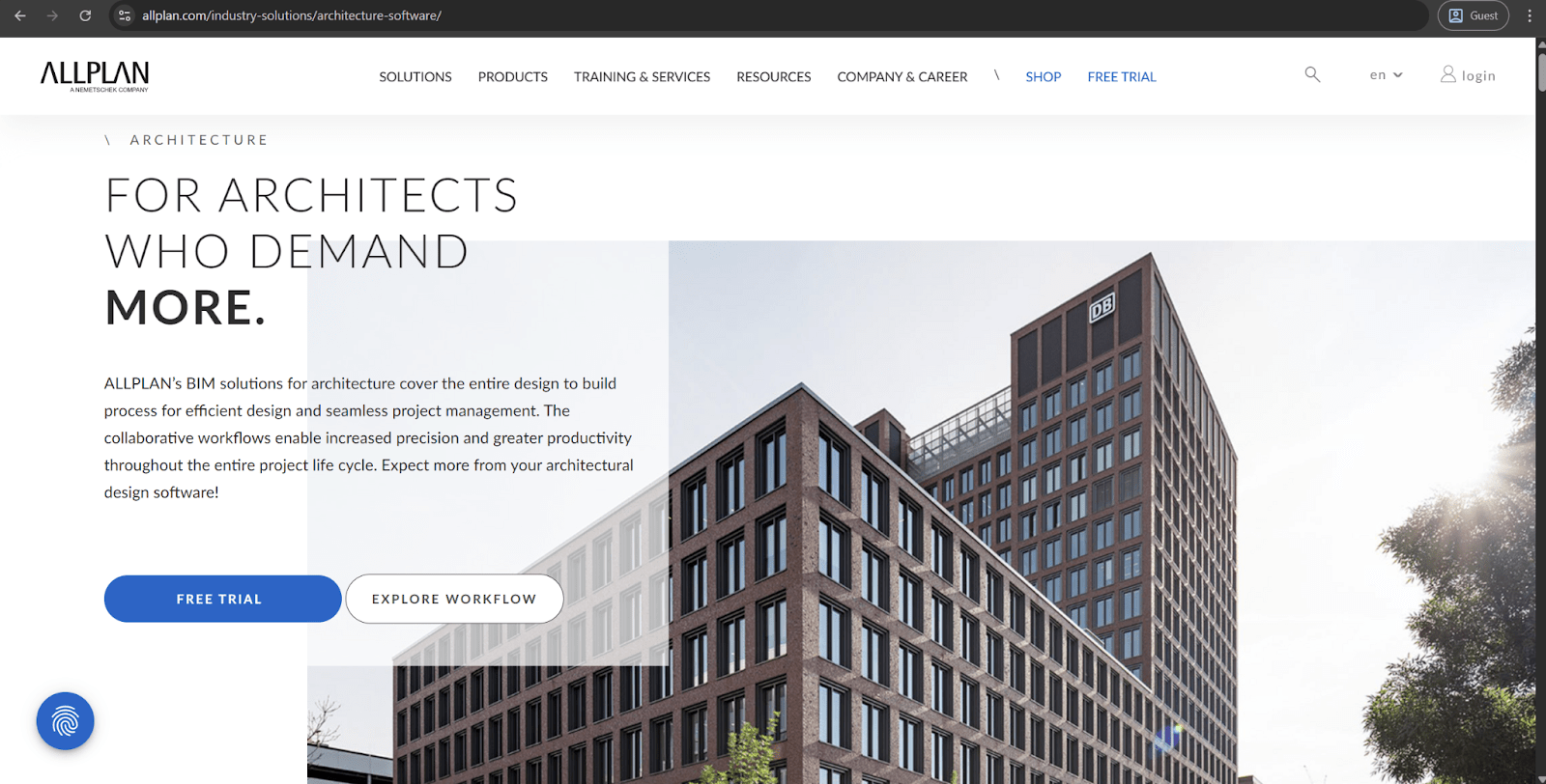 allplan architecture landing page