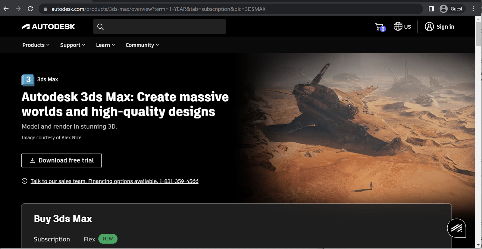 3ds max landing page