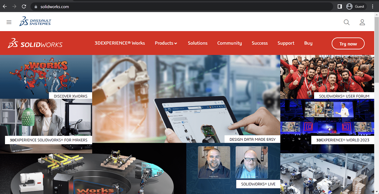 solidworks landing page