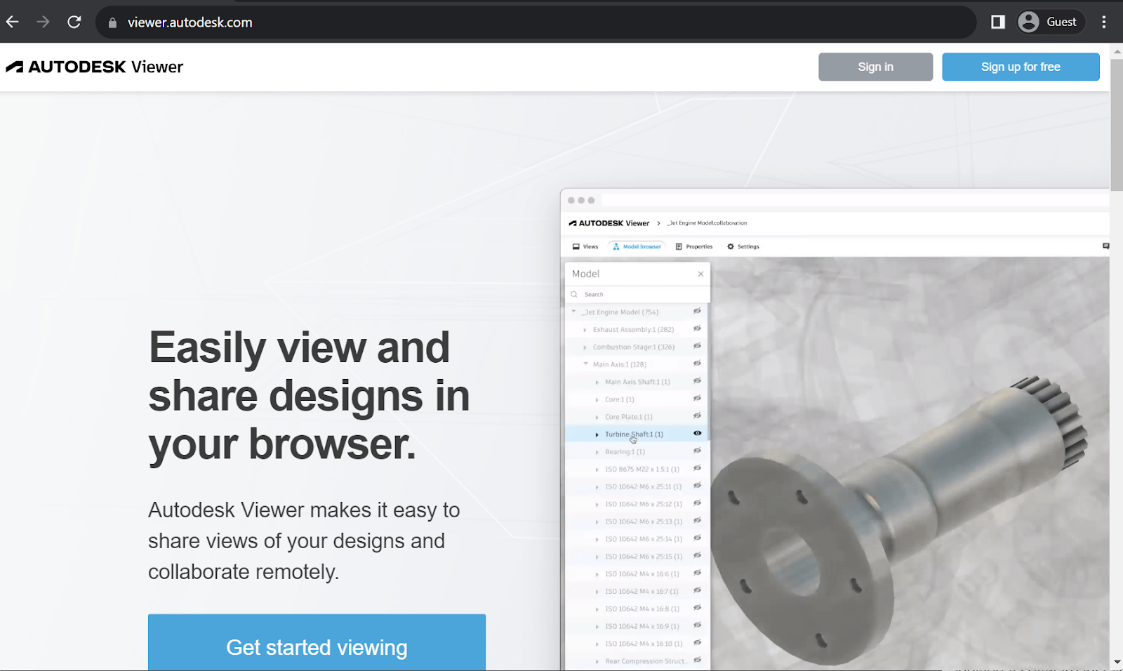 Autodesk Viewer Landing Page