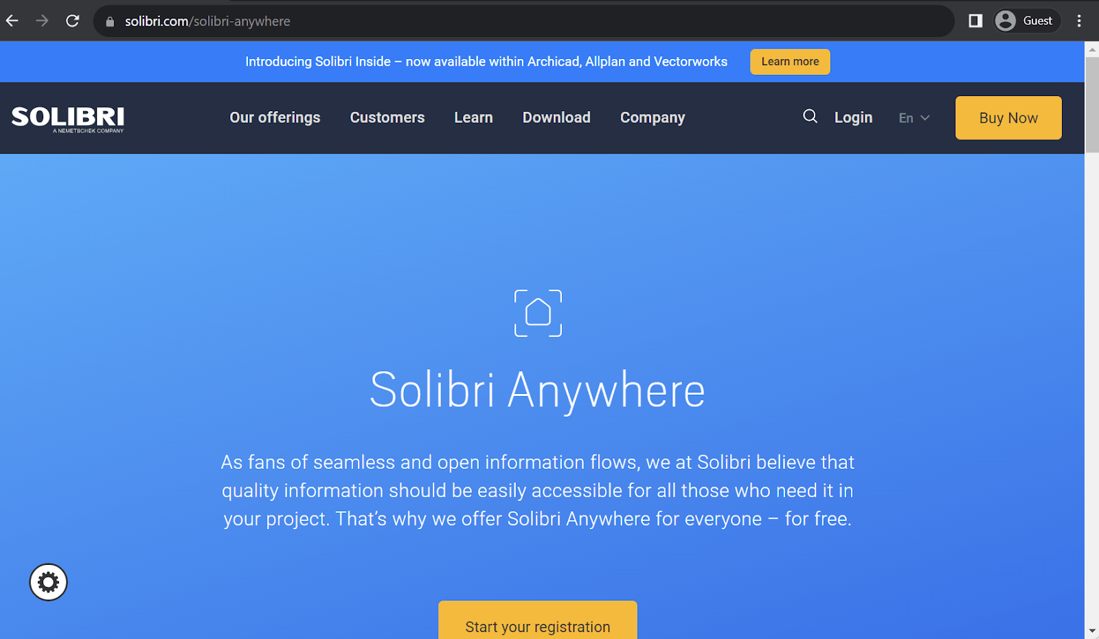 Solibri landing page